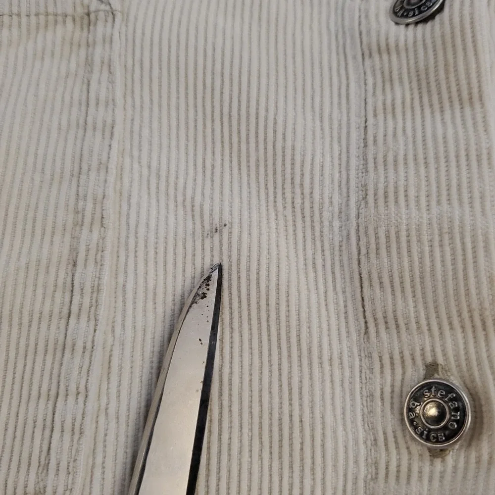 VTG Stefano Basics Black Men's Corduroy Shirt Shacket Large Beige Cream 2 Pocket